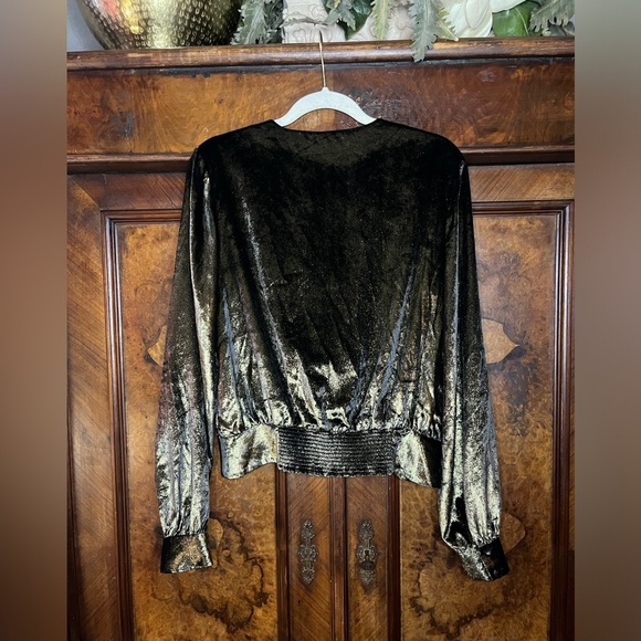 GUC Frame-Shimmering metallic velvety fabric Blouse. Size L - Picture 3 of 8
